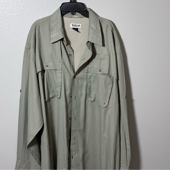 Magellan Sportwear Men Aransas Pass Plaid Beige Tan‎ Button Down Shirt size XXL. - Picture 2 of 10